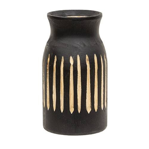 BreeBe - BoHo Etched Wooden Vase - 6.5"" - Black | Best Buy U.S.