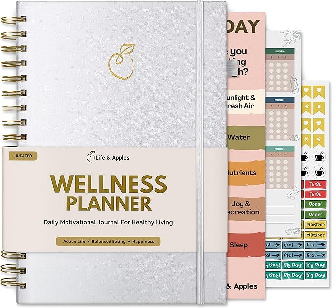 Life & Apples Wellness Planner Pro for Healthy Living - with Agenda, Food Journal, Gratitude, Fit... | Amazon (US)