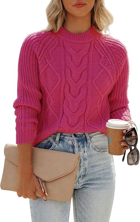 ANCAPELION Women's Ribbed Knit Sweater Casual Solid Color Pullover Sweatshirt Long Sleeve Crew Ne... | Amazon (CA)