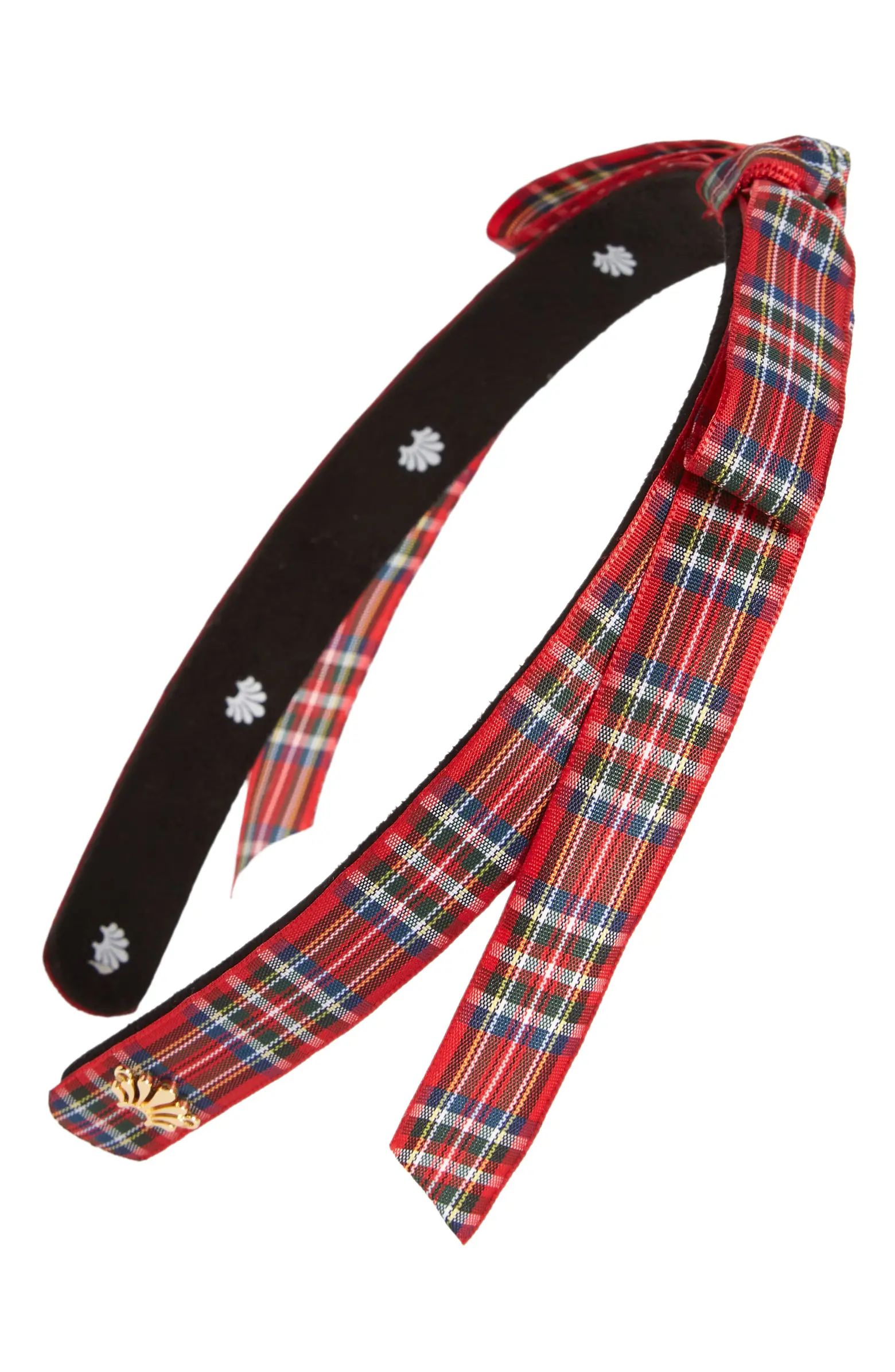 Lele Sadoughi Tartan Plaid Ribbon Slim Headband | Nordstrom | Nordstrom