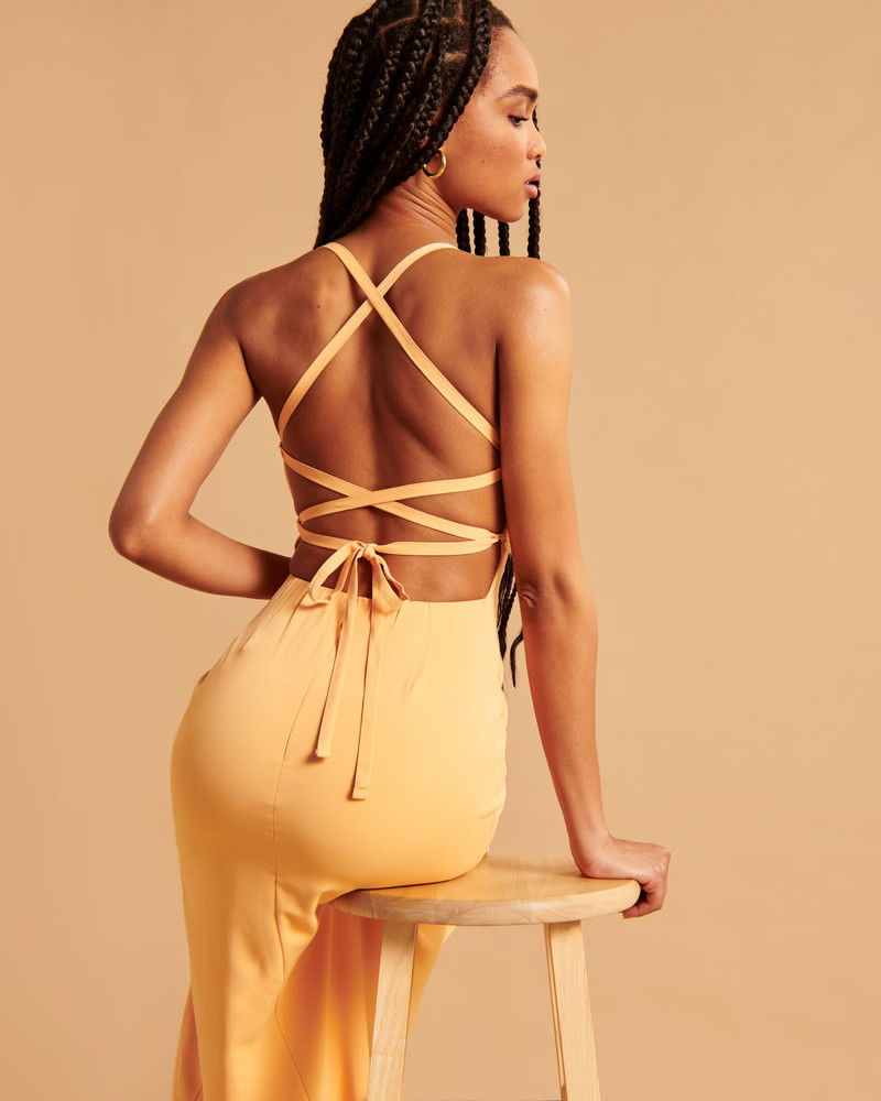 Ruched Midi Dress | Abercrombie & Fitch (US)