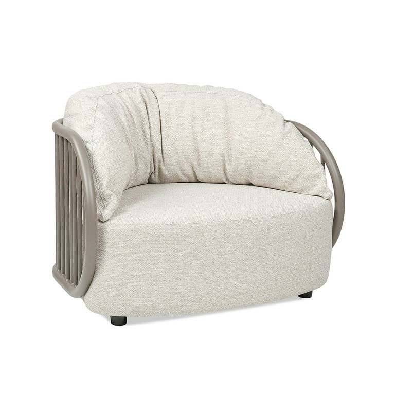 Harper 42.5" Barrel Upholstered Patio Deep Seating Armchair Oat Beige | Walmart (US)
