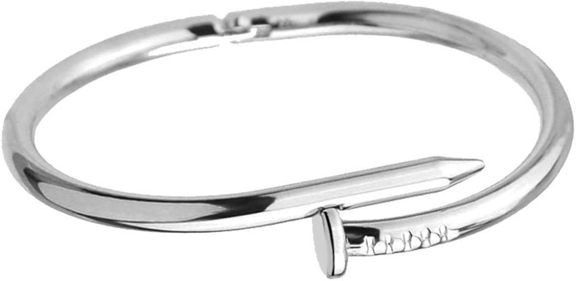 Adjustable Titanium Steel Nail Cuff Bangle Bracelet | Amazon (US)