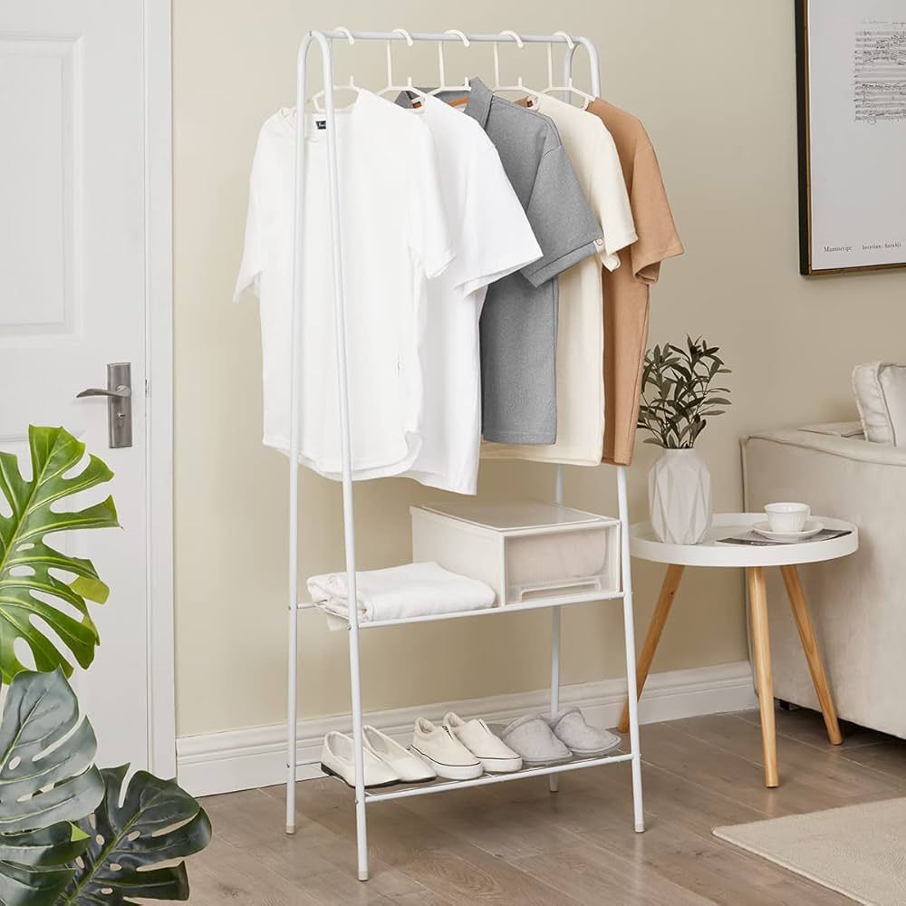 Vivo Technologies Small Clothes Rail Rack with Shelves Coat Rack Organiser Clothes Stand Clothing... | Amazon (UK)