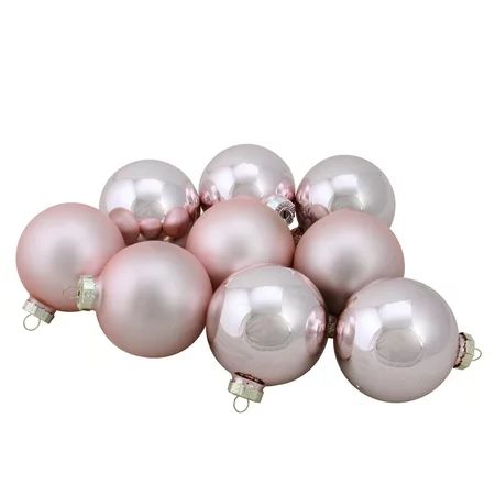 9-Piece Shiny and Matte Pink Glass Ball Christmas Ornament Set 2.5"" (65mm) | Walmart (US)