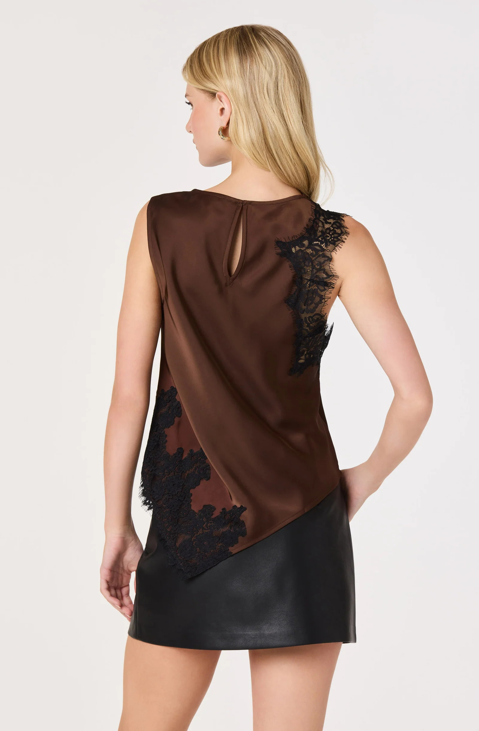 Beth Satin Asymmetric Top - Brown / XS | ASTR The Label (US)
