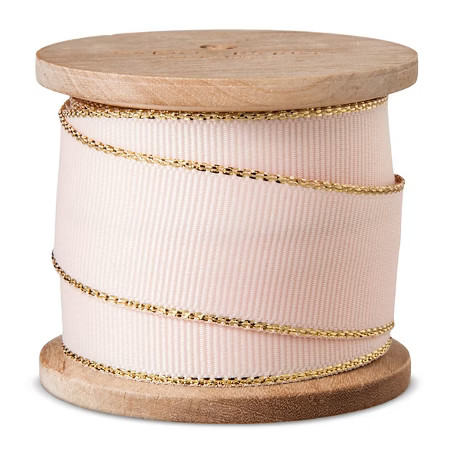 Sugar Paper® Blush Grosgrain with Gold Metallic Edge Fabric Ribbon - 5 yd | Target