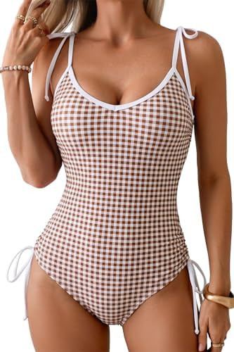 Women V Neck Tie Side Knot Floral Print Slimming One Piece Swimsuit | High Cut Tummy Control One ... | Amazon (US)