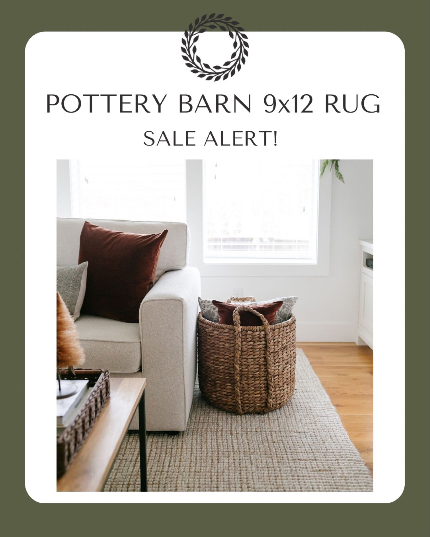 Pottery Barn chunky wool jute rug, Pottery Barn Pearce Sectional, McGee & Co basket 

#LTKhome #LTKstyletip #LTKHoliday