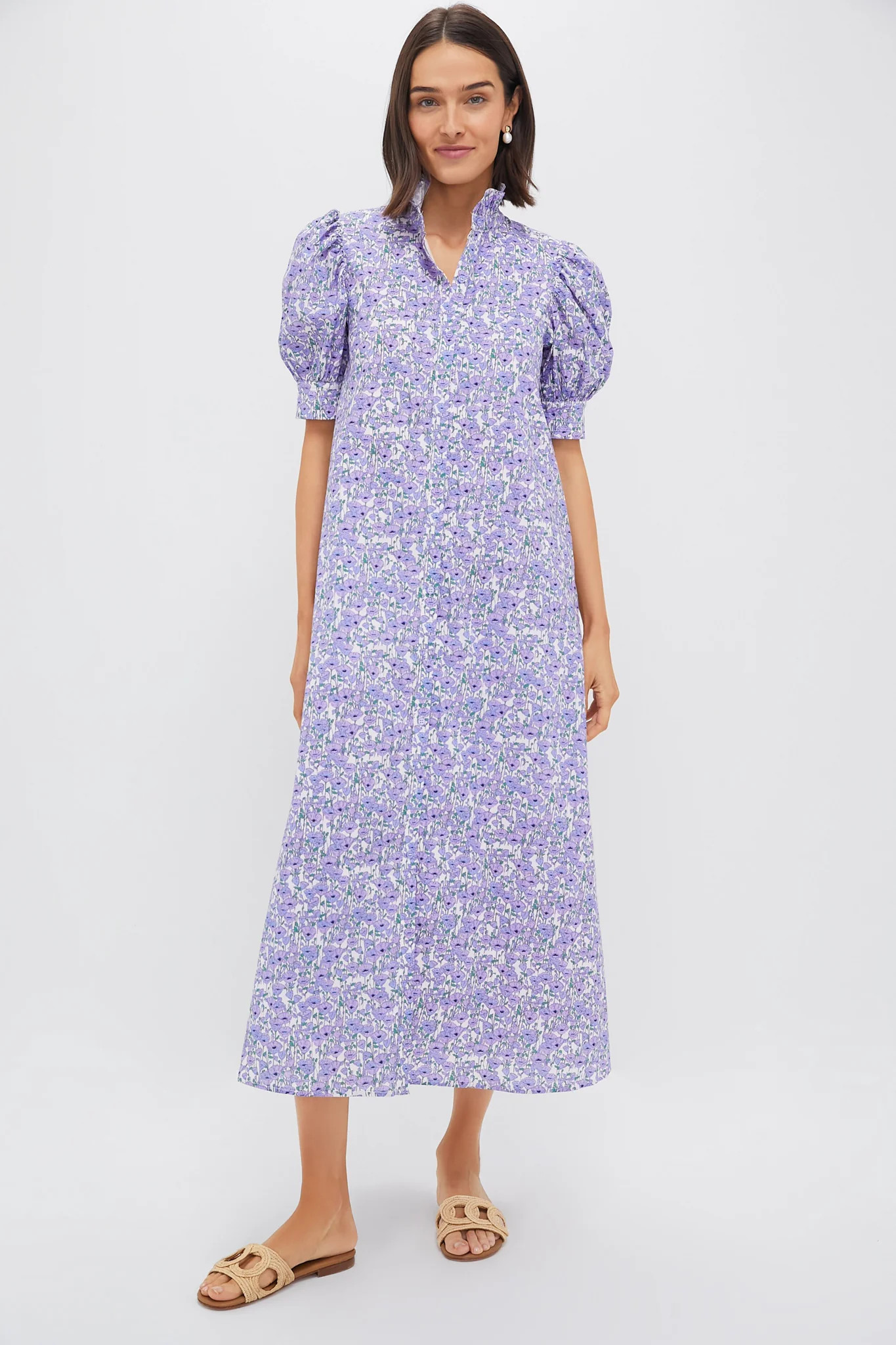 Purple Poppies Ruffle Collar Louisa Maxi Dress | Tuckernuck (US)