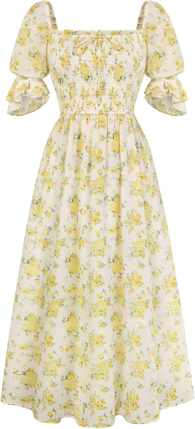 Scarlet Darkness 2026 Summer Floral Dress for Women Cottagecore Smocked Midi Dresses | Amazon (US)