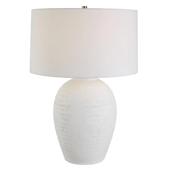 Uttermost Reyna Chalk White Table Lamp - 29"H, Shade 11"H x 20"Dia. - Bed Bath & Beyond - 399828... | Bed Bath & Beyond
