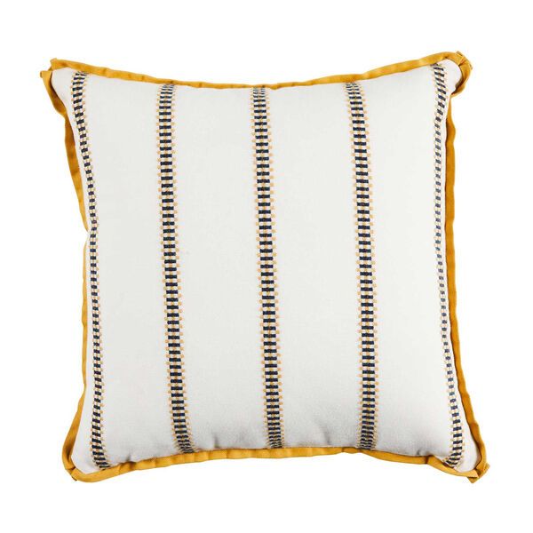 Gingham Stripe Mustard 22 x 22 Inch Pillow with Flat Welt | Bellacor