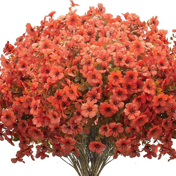 Fall Outdoor Artificial Flowers 16 Bundles - UV Resistant Faux Daisy with Eucalyptus Leaves, Weat... | Amazon (US)