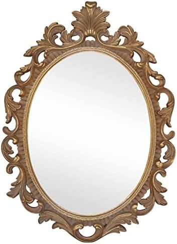 SIMON'S SHOP Oval Mirror Baroque Style Decorative Mirrors for Wall, 18.3 x 13 inches, Gold, Vinta... | Amazon (US)