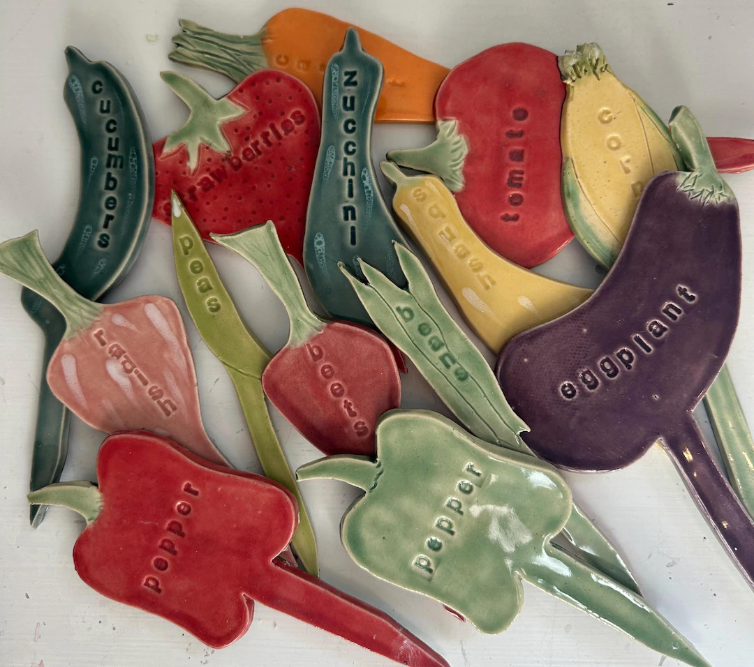Ceramic Vegetable, Fruit and Flower Garden Markers/stakes - Etsy | Etsy (US)