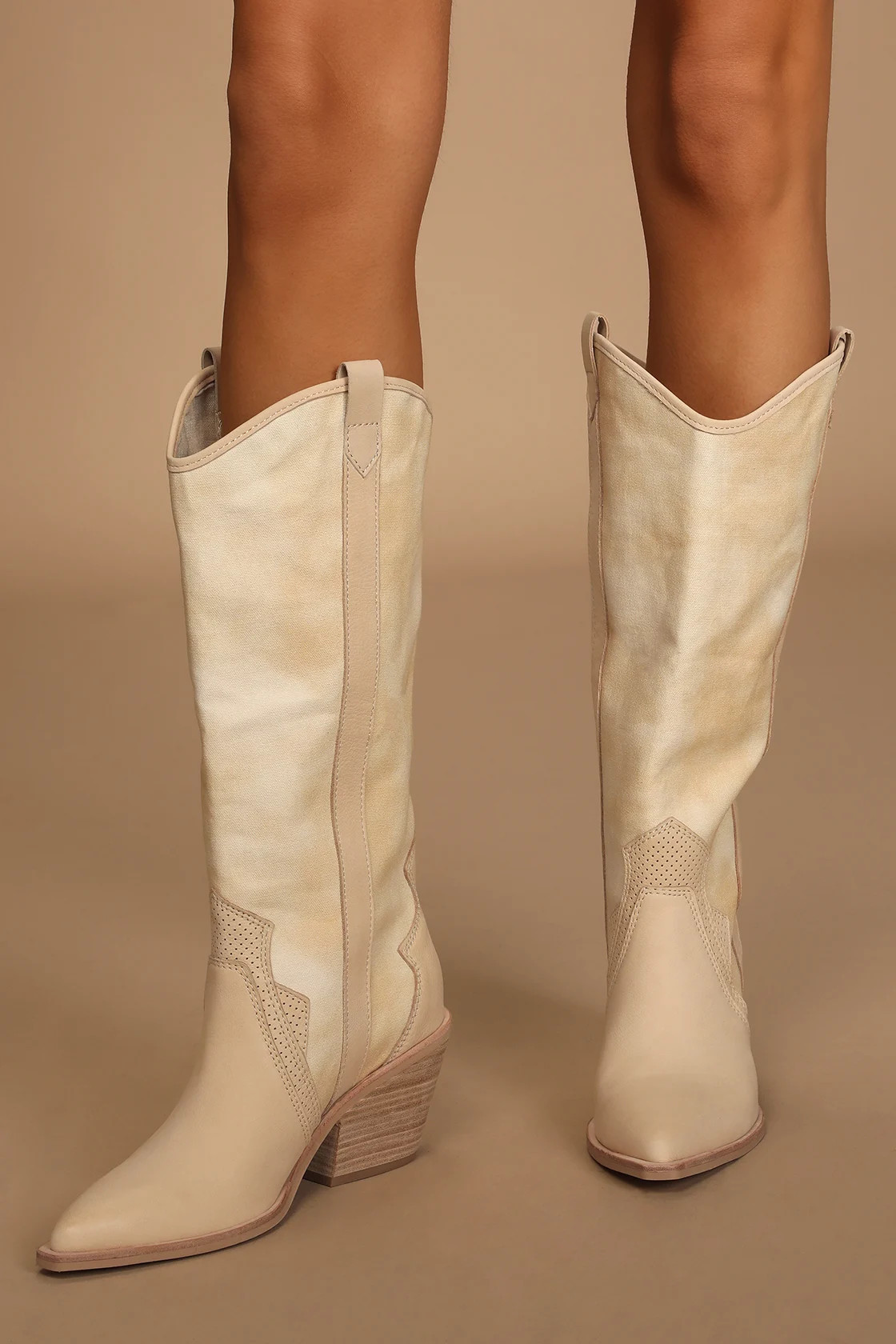 Navene Vanilla Nubuck Leather Slip-On Knee-High Boots | Lulus (US)