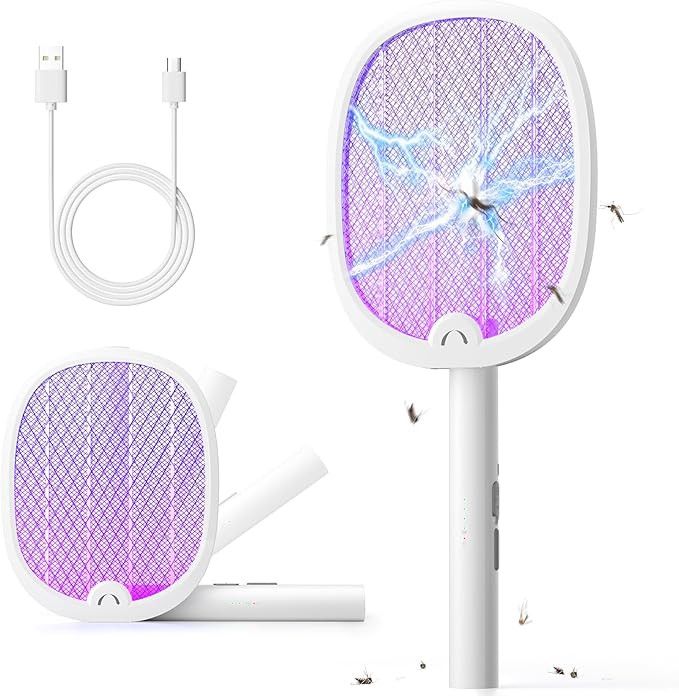 YISSVIC Electric Fly Swatter Foldable Bug Zapper Racket 2 in 1 Mosquito Killer with Purple Attrac... | Amazon (US)