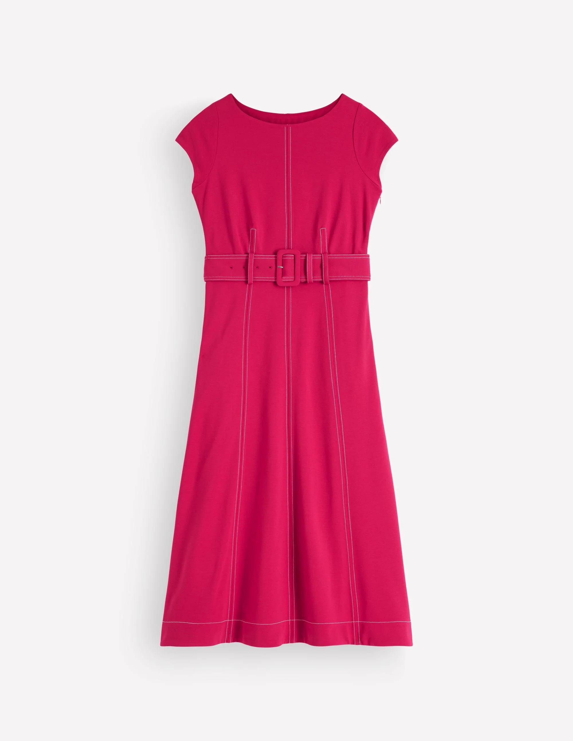 Topstitch Ponte Midi Dress-Pomegranate | Boden UK