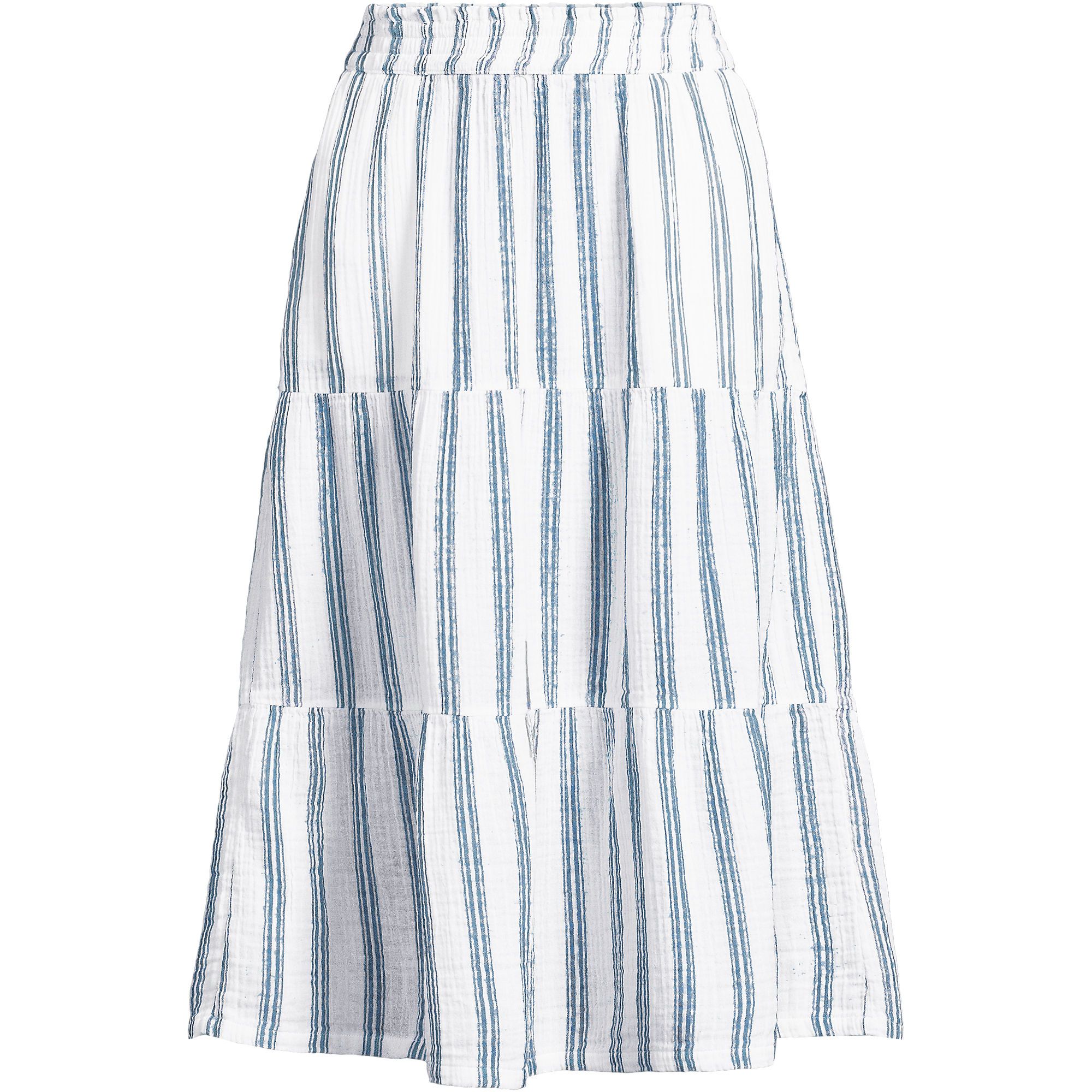 Women's High Rise Tiered Gauze Midi Skirt | Lands' End (US)