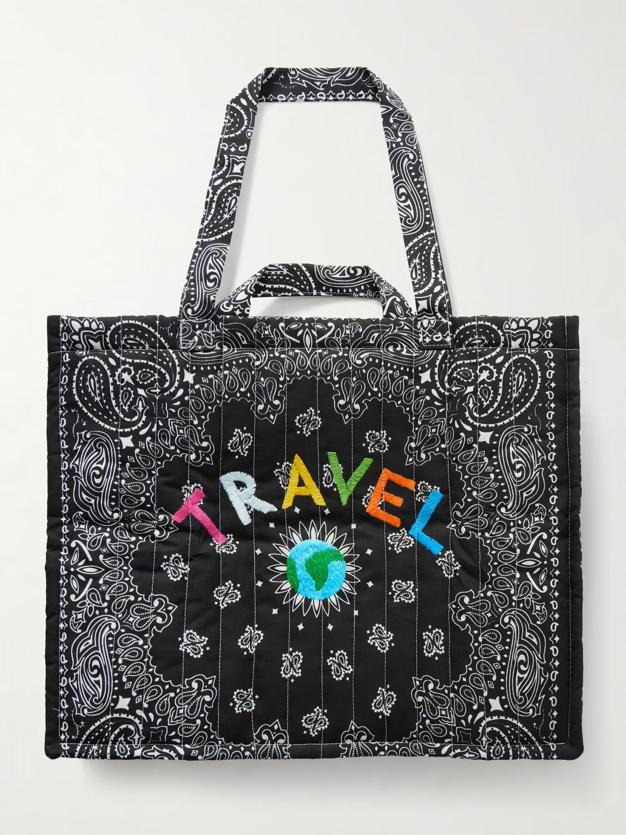 CALL IT BY YOUR NAME - Cabas Maxi Embroidered Quilted Printed Cotton Tote Bag - Black | NET-A-PORTER (UK & EU)