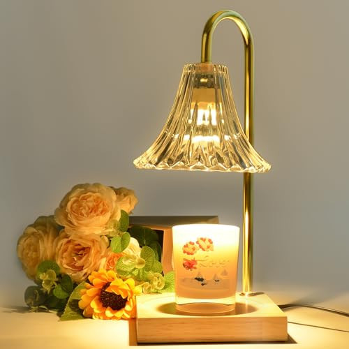 Candle Warmer Lamp - Glass Fragrance Candle Lamp Home Decor Electric Candle Warmer Light with Timer Dimmer Vintage Metal Wooden Base for Jar Candles，Ideal Gift for Candle Lovers/Friends/Family | Amazon (US)
