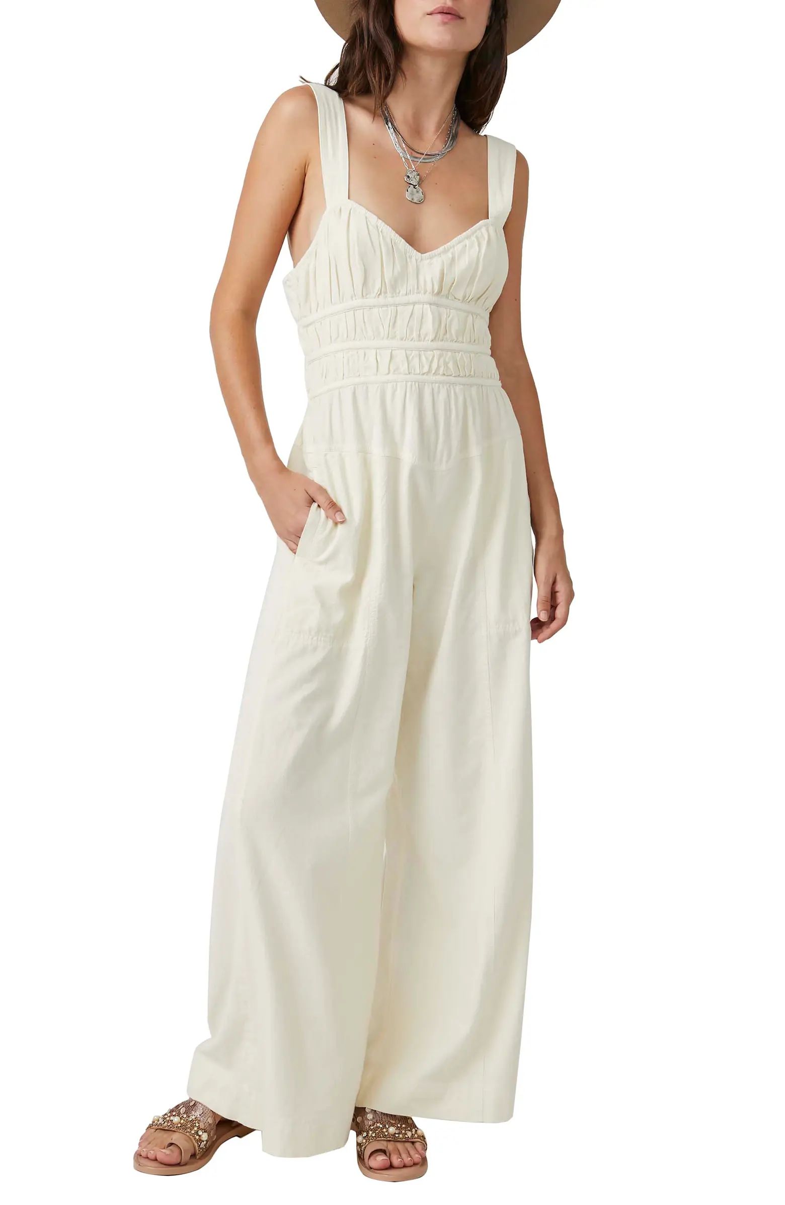 After All Ruched Wide Leg Jumpsuit | Nordstrom