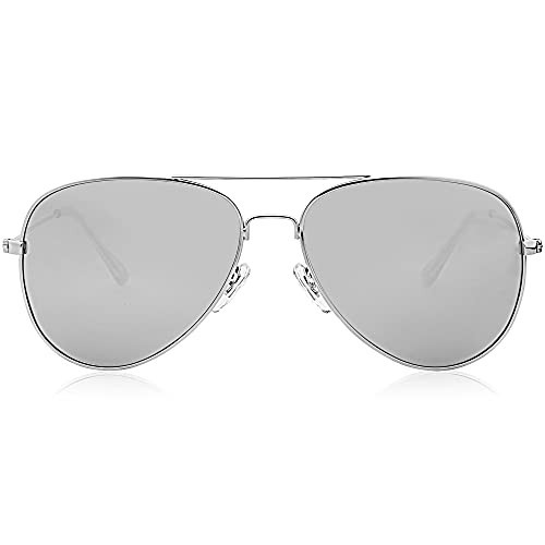 SOJOS Classic Aviator Polarized Sunglasses for Men Women Vintage Retro Style,Silver/Silver,62mm | Amazon (US)