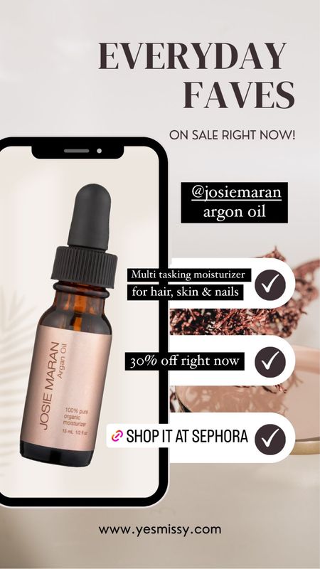 One of my favourite multitasking skincare oils for hair skin, and nails. This 100% organic Argan oil by Josie Marian is now on sale with over 30% off! 

#LTKfindsunder50 #LTKbeauty #LTKsalealert