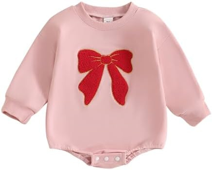 MoZiKQin Baby Christmas Outfit Girl Boy Crewneck Sweatshirt Bubble Romper Sweater Jumpsuit Cute F... | Amazon (US)