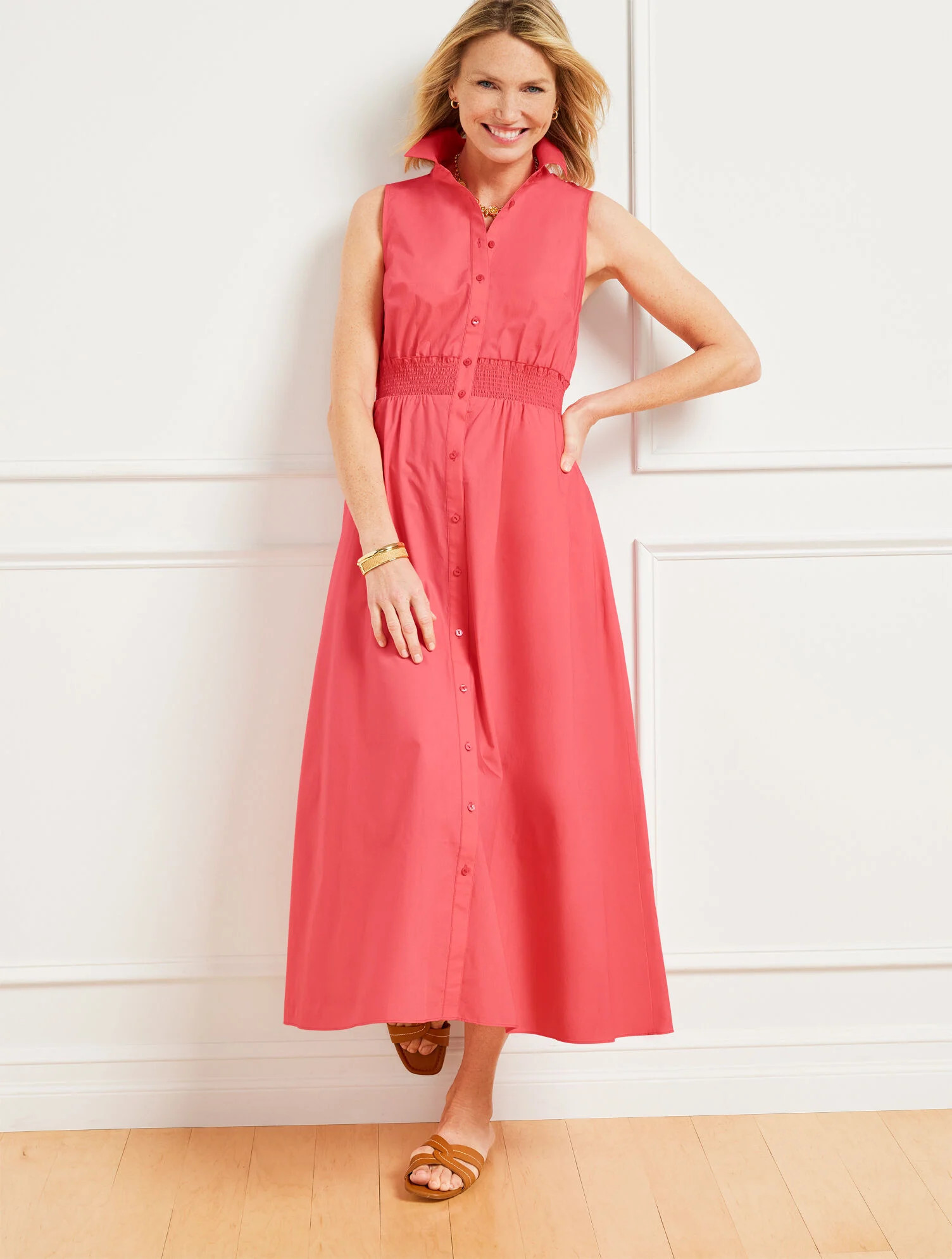 Modern Poplin Smocked Dress | Talbots