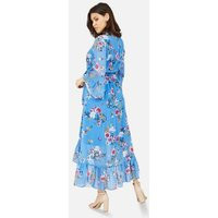 Yumi Blue Floral Butterfly Chiffon Midi Wrap Dress New Look | New Look (UK)