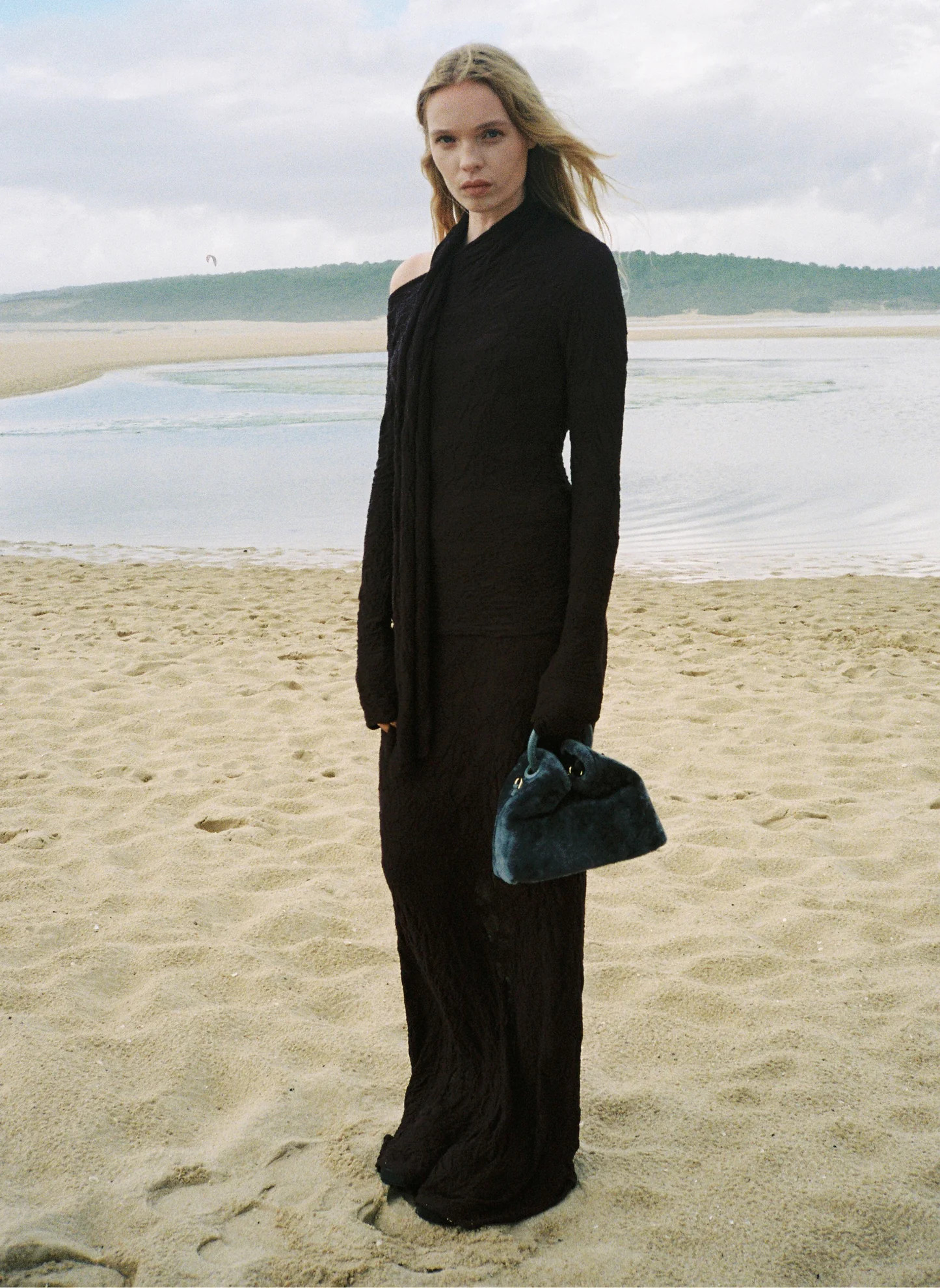 Baozi Shearling Montone Ardesia - Soft Shearling Bag - Elleme | Elleme