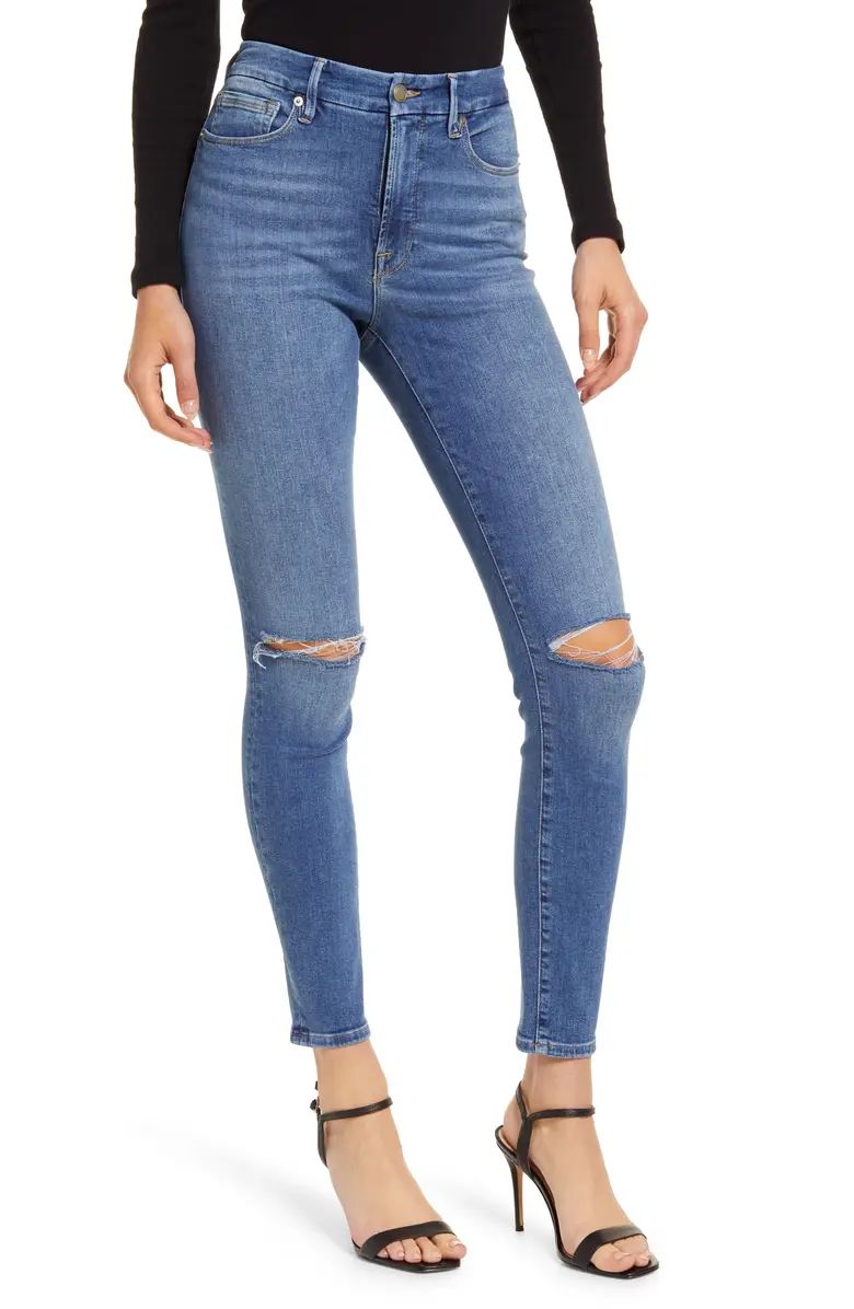 Good American Good Legs Ripped Ankle Skinny Jeans | Nordstrom | Nordstrom