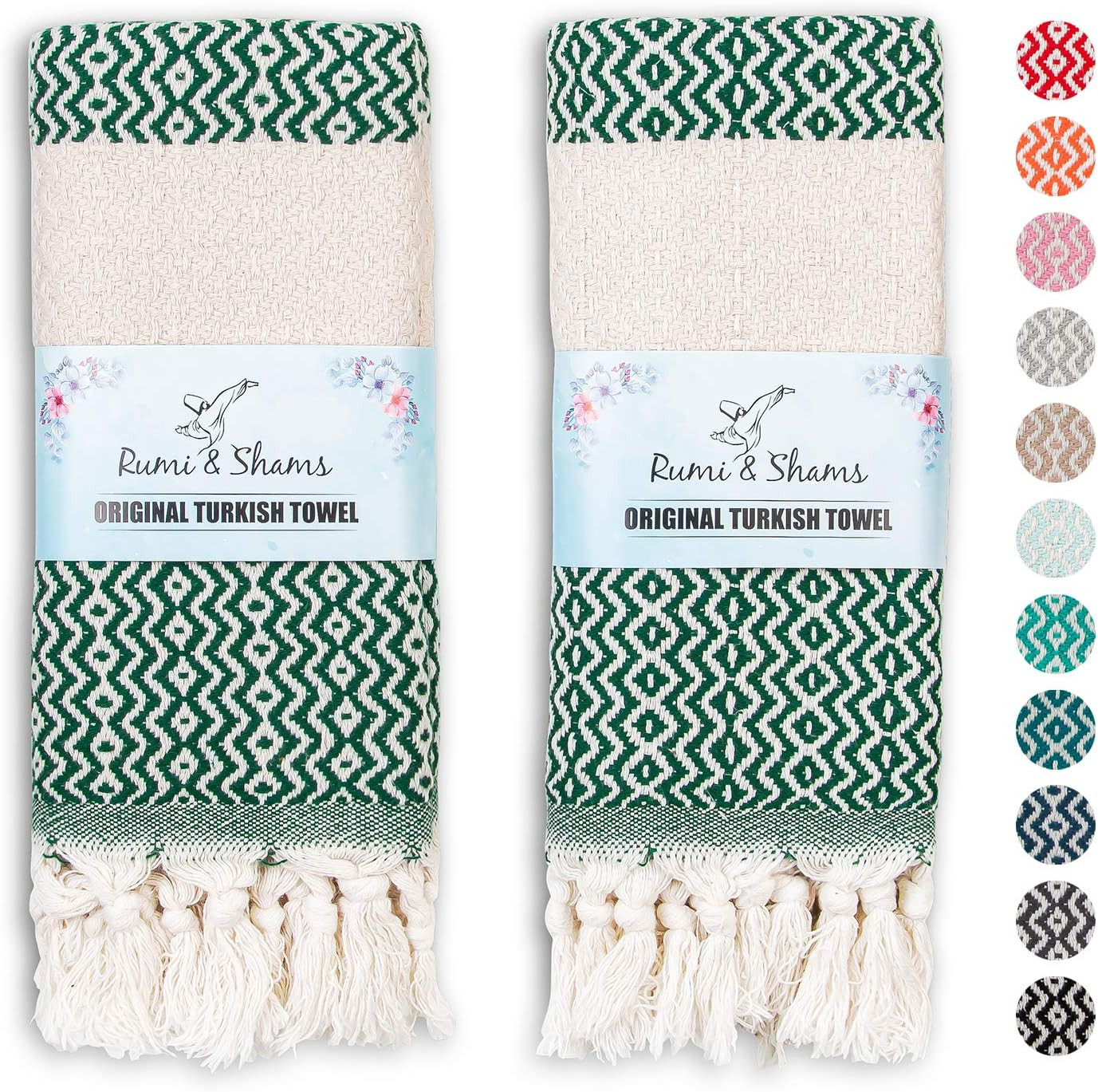 RUMI & SHAMS Turkish Hand Towel for Bathroom and Kitchen – 2 Pcs Luxurious Decorative Hand Towe... | Amazon (US)