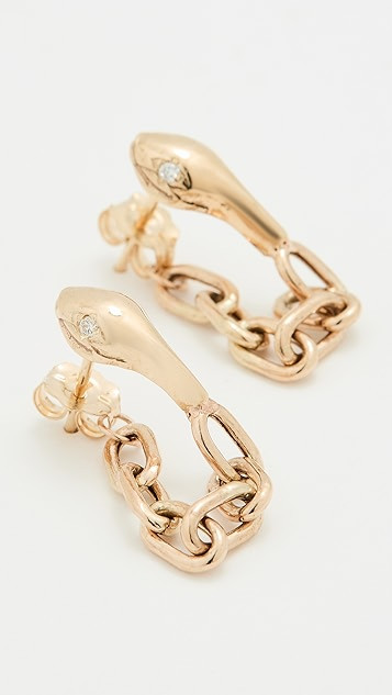 14k Kingdom Collection Snake Head Chain Earrings | Shopbop