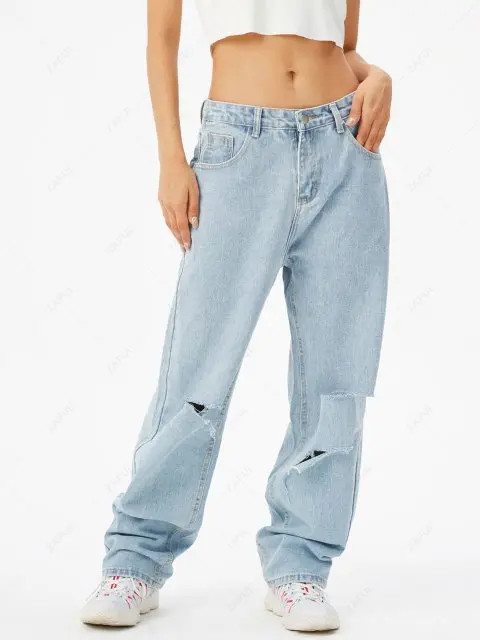 Shredded Distressed High Waisted Jeans | ZAFUL (Global)