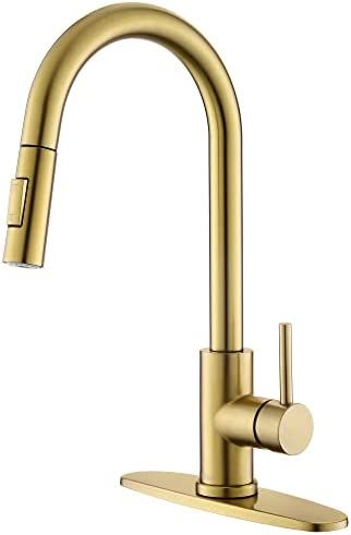 Tohlar Gold Kitchen Faucets with Pull-Down Sprayer, Modern Stainless Steel Single Handle Pull Dow... | Amazon (US)