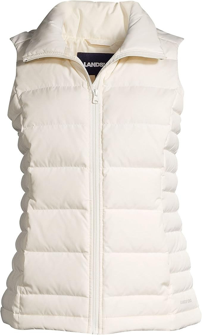Lands' End Women's Puffer Vest Lightweight Padded Outerwear | Amazon (US)