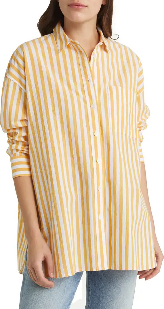 The Signature Poplin Springy Stripe Oversize Button-Up Shirt | Nordstrom