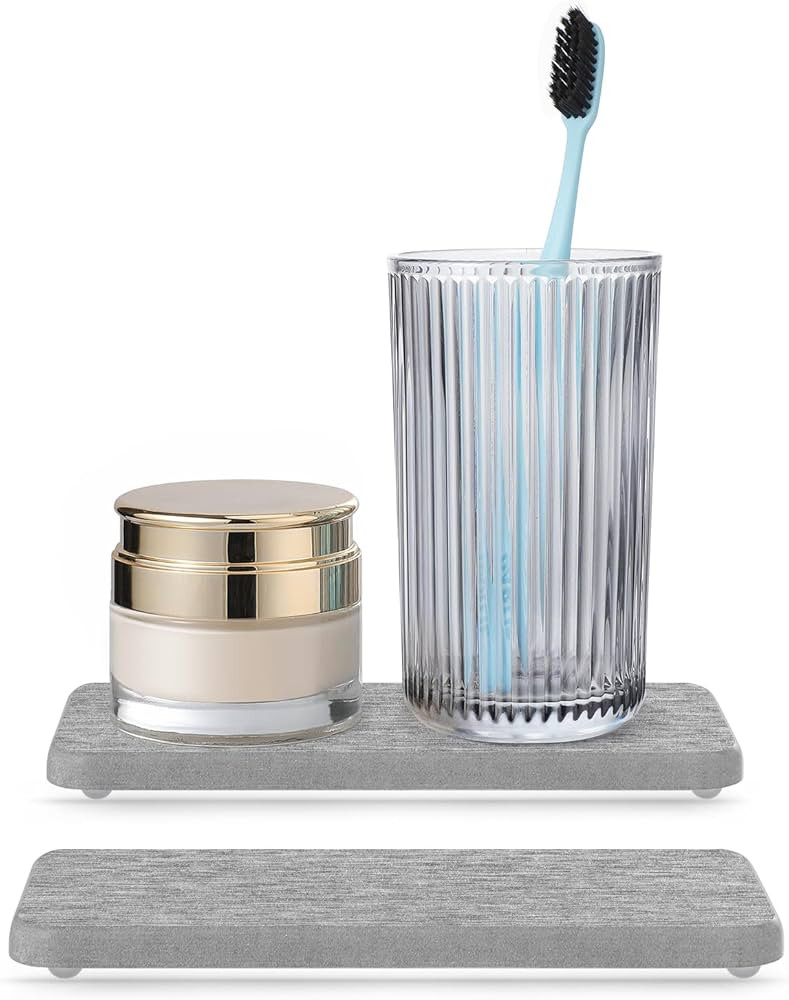 Water Absorbing Stone Tray for Sink | Quick Drying Diatomaceous Earth Coasters | Soap Dish Holder... | Amazon (US)
