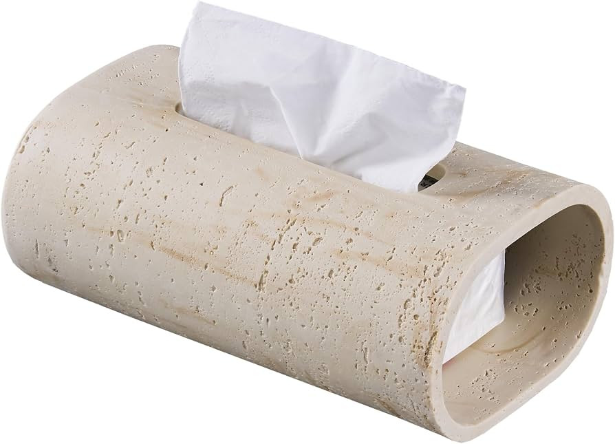 Natural Travertine Textures Tissue Box Holder Rectangle, Resin Facial Tissue Holder Cover, Decora... | Amazon (US)