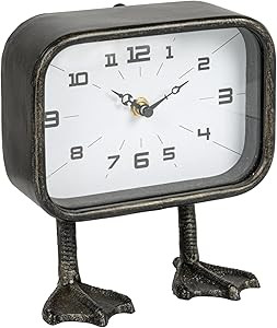 Creative Co-Op 7.75 Inches Metal Standing Duck Feet, Gunmetal Finish Clock, Black | Amazon (US)