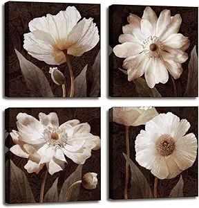 Canvas Wall Art Contemporary Simple Life White Flowers Floral Canvas Painting Pictures for Home B... | Amazon (US)