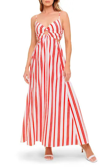 FLYING TOMATO Stripe Maxi Dress in White Red at Nordstrom Rack, Size Medium | Nordstrom Rack