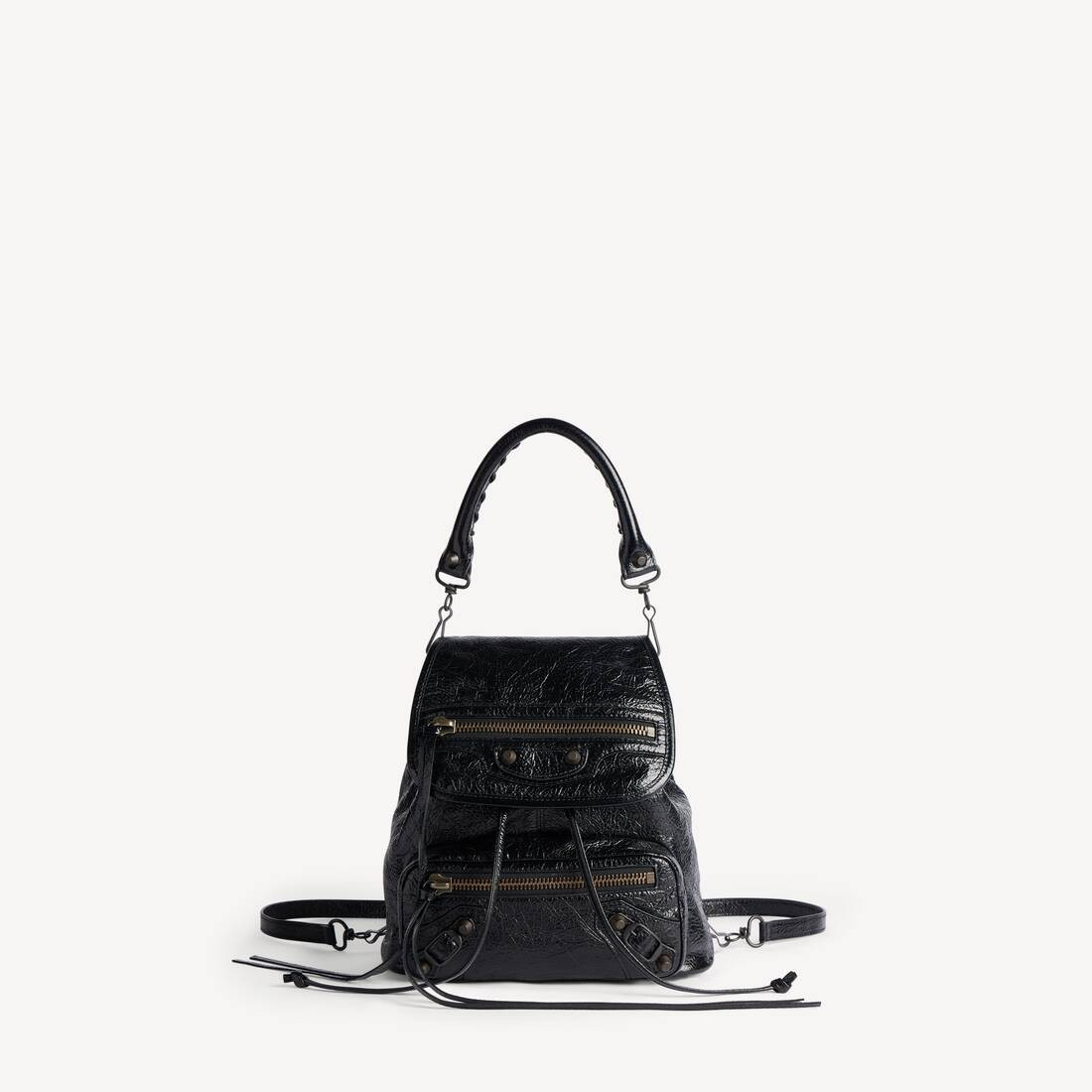 Le City Backpack Mini in black Arena lambskin, brass hardware | Balenciaga