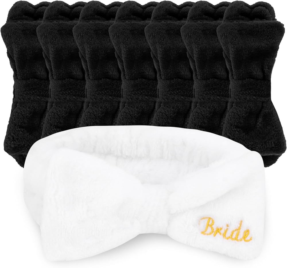 CIEHER Hairband, 8pcs White & Black Spa Headband for Bachelorette Party Favors, Bride & Bridesmai... | Amazon (US)