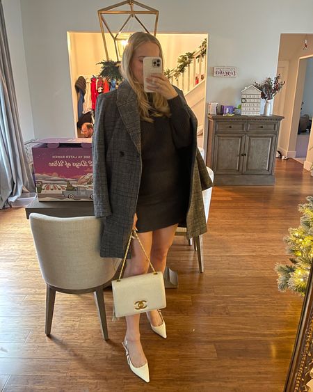 The cutest aritzia fit for winter - and the skirt has stretch so if you’re newly pregnant like me it still fits! - grey sweater - grey mini skirt - winter outfit 

#LTKfindsunder100 #LTKSeasonal #LTKstyletip