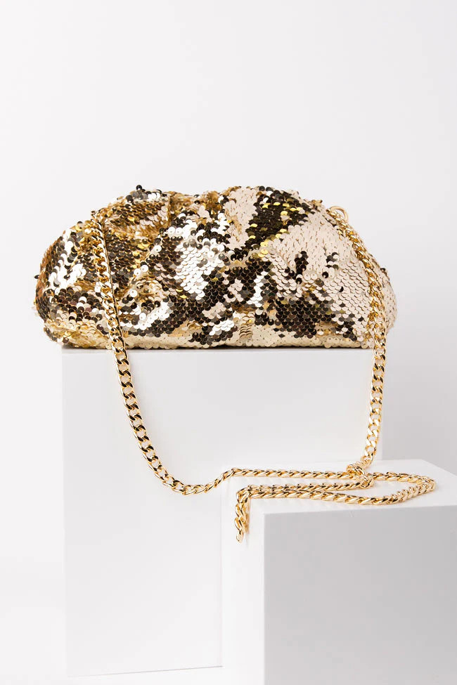 Gold Sequin Pouch Bag SALE | Pink Lily