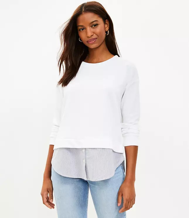 Layered Mixed Media Sweatshirt | LOFT